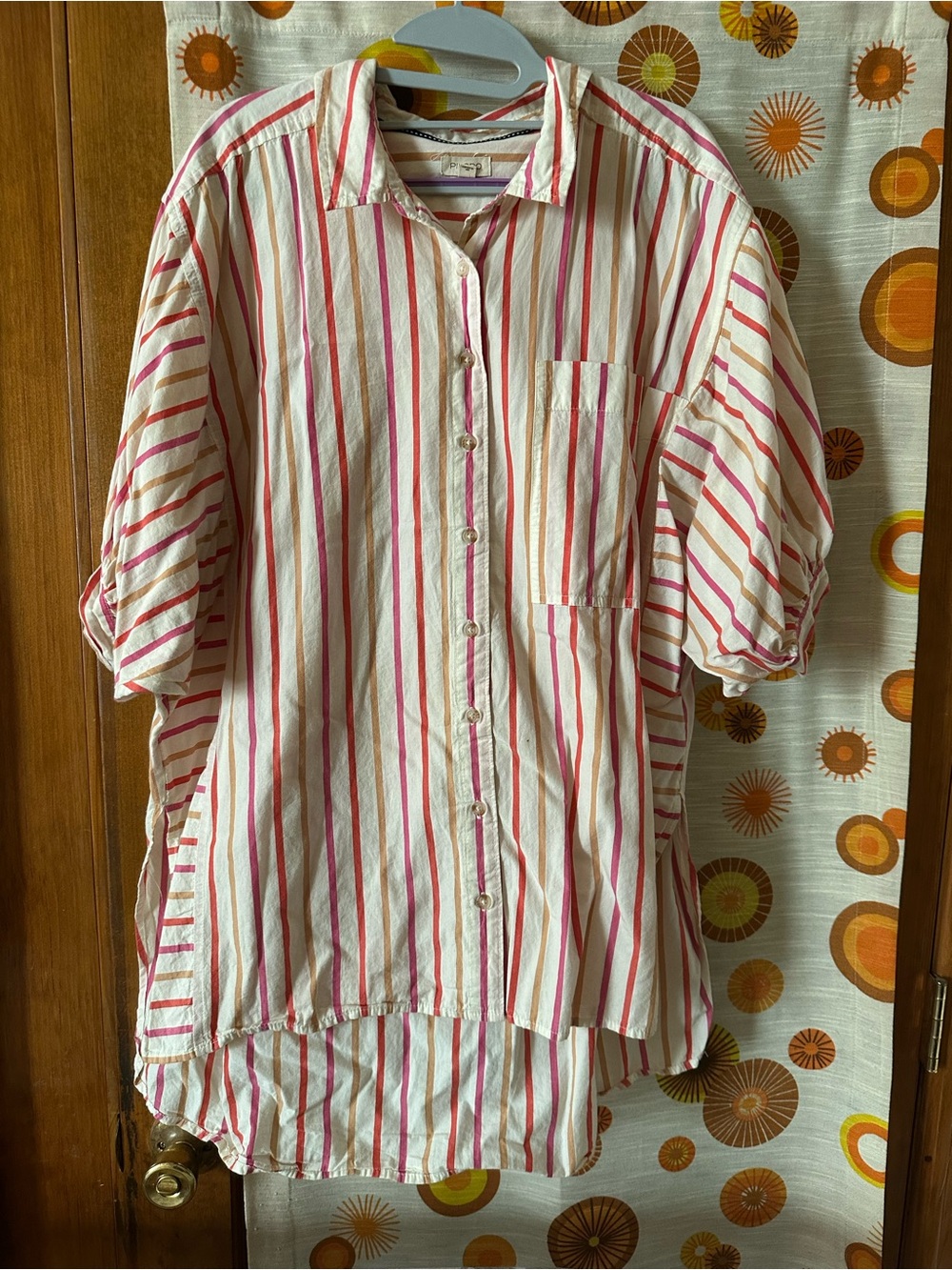 Pilcro White Blouse with Pink and Red Stripes